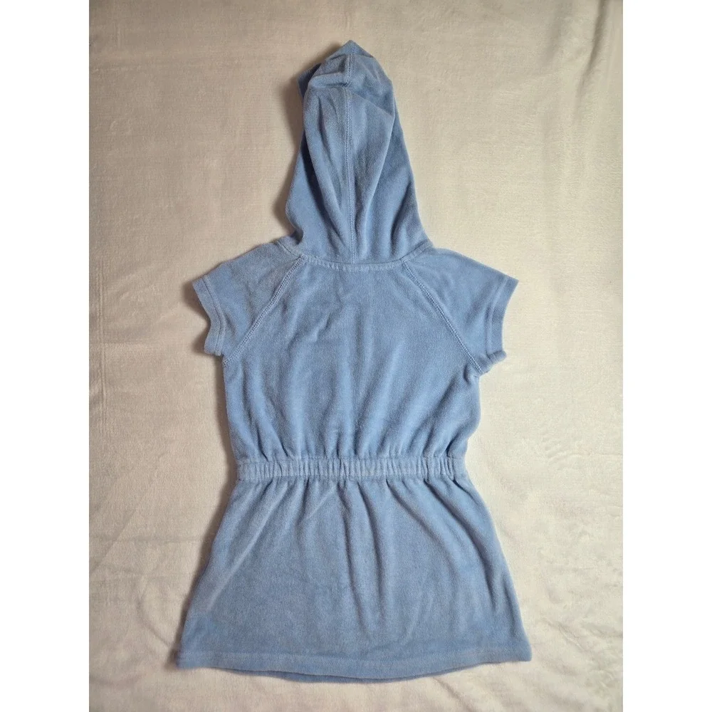 Hanna Andersson Girls Blue‎ Terry Cloth Hooded Dress Swim Coverup Size 100 4t